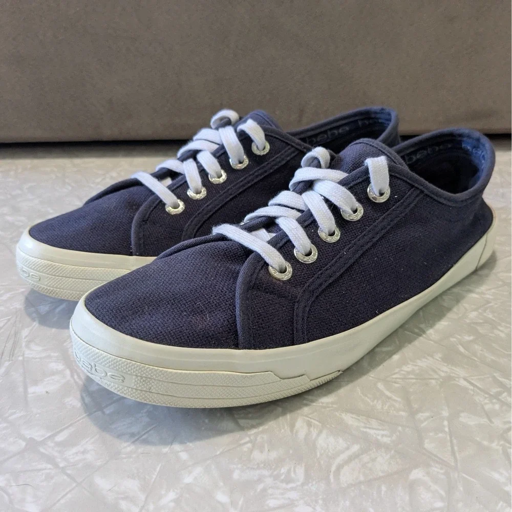 Bebe Dane Navy Blue Canvas Low Top Sneakers Womens 8.5‎ Streetwear 80s 90s Y2K
